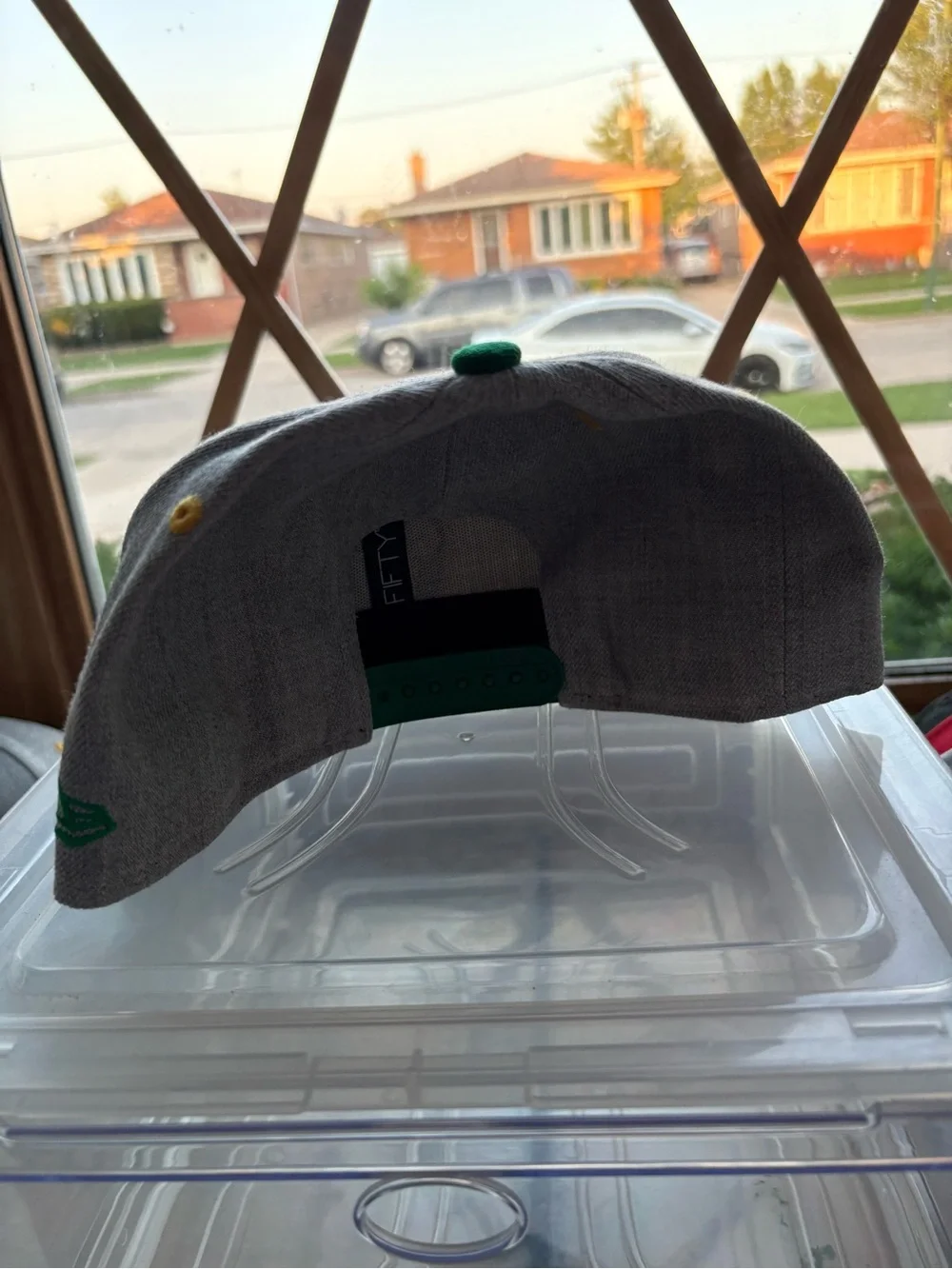 New Era Gray Boston Celtics Snapback with Green and Yellow Accents